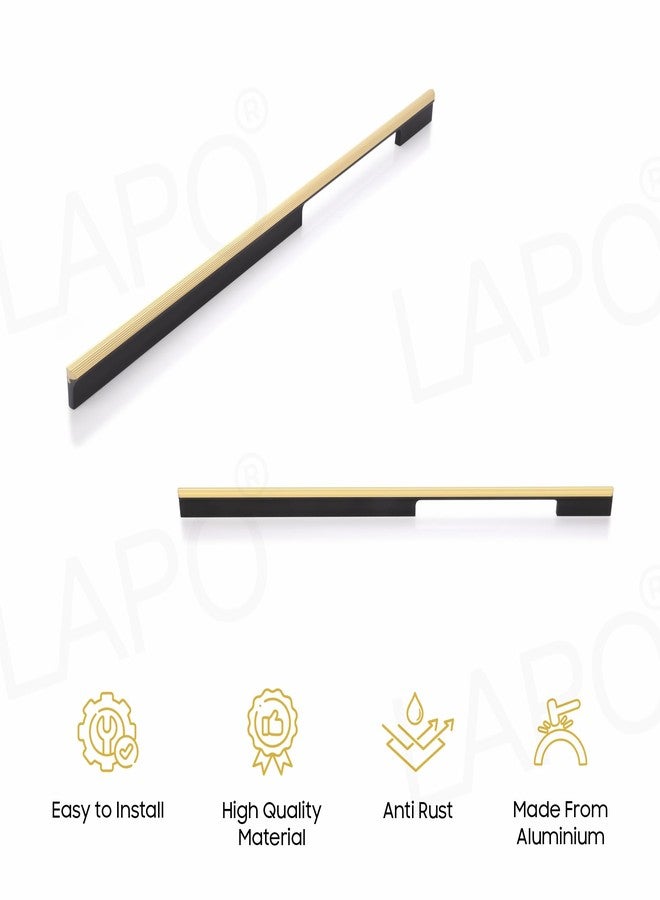 LAPO 24 Inch Aluminium Drawer & Cabinet Handles for Kitchen, Long Black PVD Gold Pull Handles for Wardrobe, Cupboard & Pooja Mandir (Black PVD Gold Finish, 24 Inch, Pack of 2) - Image 3